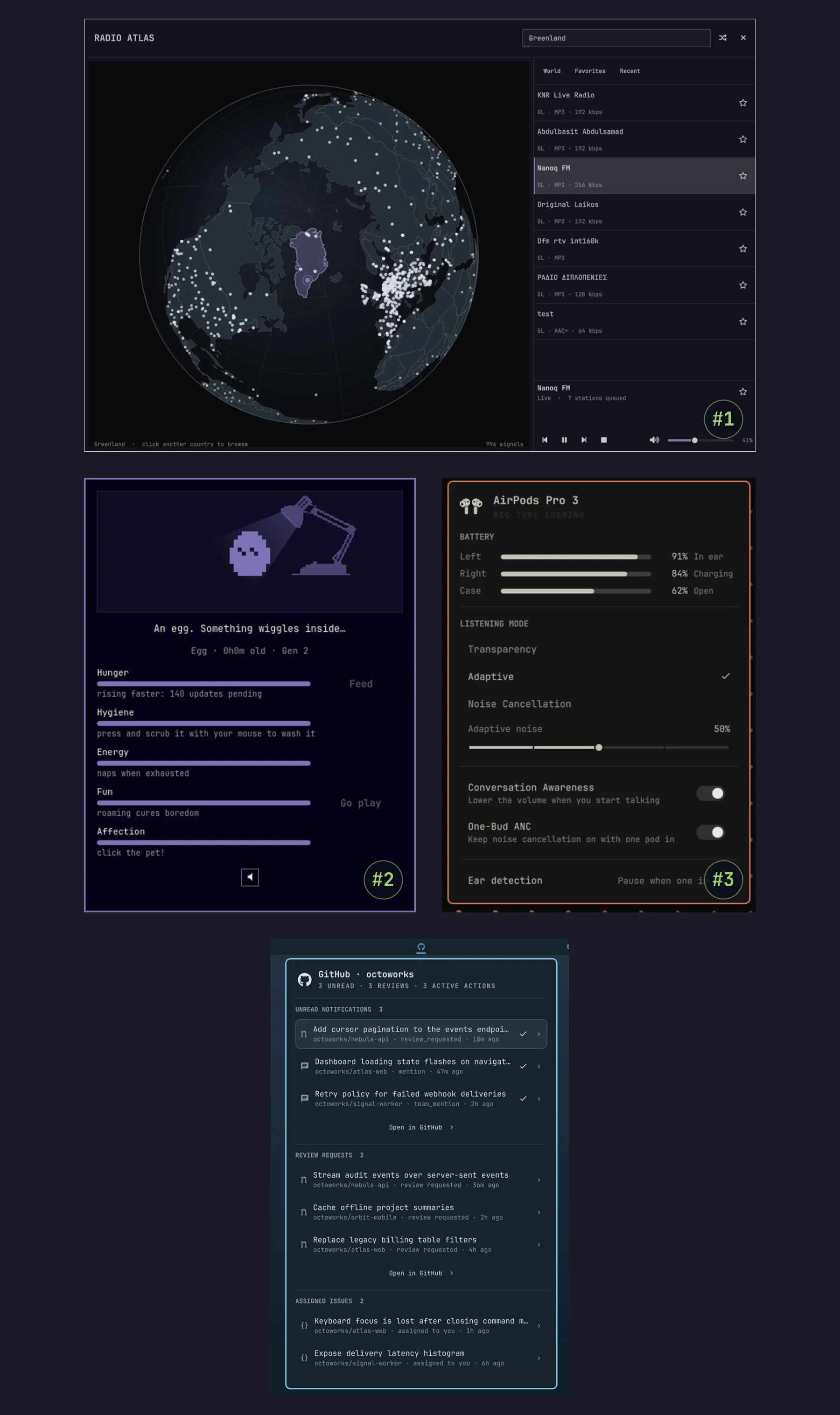 Radio Atlas, Omagotchi, AirPods et GitHub